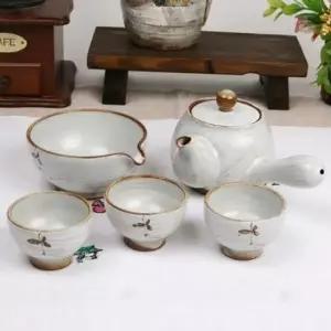 귀얄 초화문 3인다기세트 다기세트 여행다기 예쁜잔