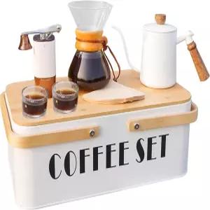 소텍 커피 메이커 세트 드립퍼 수동 밀 그라인더 유리컵 위에 붓습니다