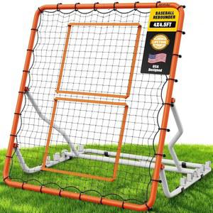 야구 리바운더 네트 4X4.5FT, 5개의 조절 가능한 프로 각도, 배구/소프트볼/축구용