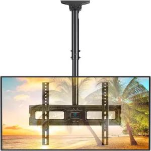 26-65인치 평면 디스플레이를 위한 PERLESMITH 천장 TV 마운트 Max VESA 400x400mm 걸이 조절 가능한