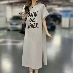 여름원피스 데일리 여름 반팔 박스 롱 긴 원피스 그레이