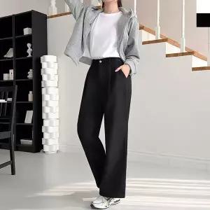 [하프클럽/]여자 겨울 보온 기모 핀턱 와이드 코튼팬츠