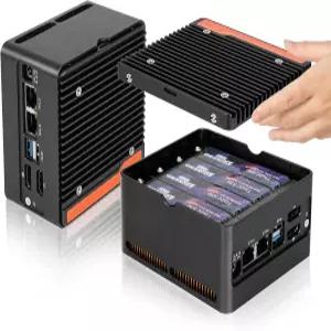 Staclik N150 NAS 미니 PC X86 P6 4M.2 NVMe 슬롯 DDR5 최대 48GB 듀얼 4K 디스플레이 10Gbps USB 3.2