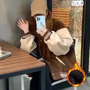 여성 패션 베이직 기모안감 배색 야구점퍼 LK-J020