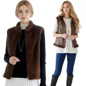 제니유 겨울 여성 양면 리버서블 밍크 퍼 조끼 무스탕 베스트 (43387199A)