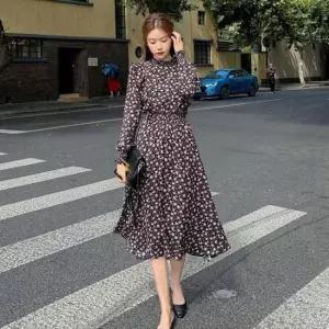 [SBD] 롱원피스 밴딩 스커트 패턴 플라워 플레어 스모크