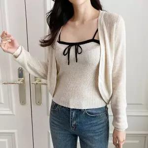 [하프클럽/에이치스타일](DK)볼레로리본나시세트 봄 여름