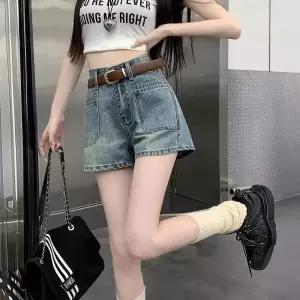 여사친 청 빈티지 여름 청바지 핫팬츠 A라인 청반바지 하이웨스트 와이드 반바지 MF2