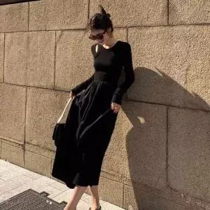 페이크 2중 펀칭 A라인 원피스