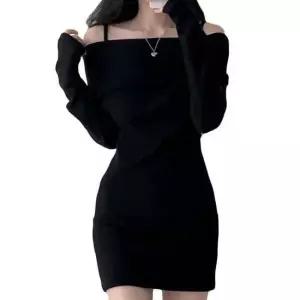 패션 골지 오프숄더 슬림 미니 원피스 데일리 하객룩