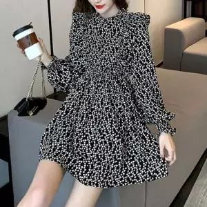 여성봄원피스 캉캉 플라워패턴 허리밴딩 편한옷 플레어 프릴 원피스