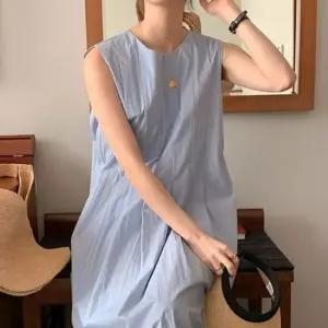 데일리룩 핀턱 플레어 나시 롱원피스