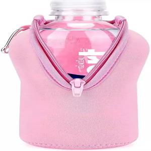 스마트워터 16.9/20Fl Oz 에비앙 잠금 지퍼가 있는 단열 네오프렌 플라스틱 생수 커버 홀더 핑크와