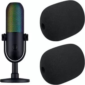 세이렌 V3 크로마 RGB USB용 소울윗 2Pcs 마이크 팝 필터 보호 커버 윈드스크린 폼 - 블랙