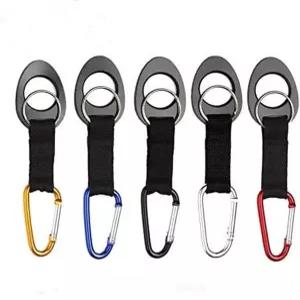 카라비너 클립과 열쇠고리가 있는 내구성 실리콘 물병 홀더 후크 캐리어는 야외 활동 캠핑 하이킹 여행이나