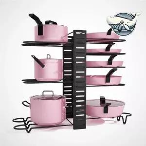 [콩심팥심]주방 수납 정리대 높이조절 주방 도구 정리함 냄비뚜껑정리