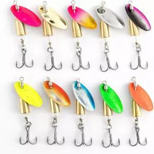 닥터피쉬 10팩 낚시 스피너 인라인 유인 싱글 훅 송어 미끼 키트 베이스 크래피 연어 팬피쉬 월레이 담수