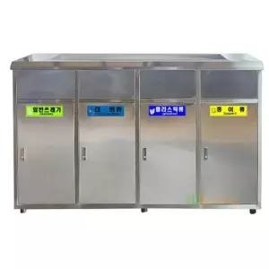 사각스텐휴지통 (상단모래함 내통포함) 4칸식(60L) WL-1264