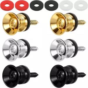 6피스 기타 스트랩 잠금 장치 장착 나사로 핀 고정 미끄럼 방지 버튼 금속 전기 어쿠스틱 우쿨렐레