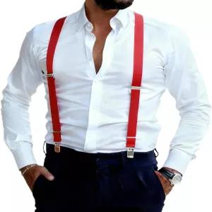 남녀용 구촐 멜빵 바지 조절 가능한 신축성 1인치 와이드 가죽 헤비 팬츠 튼튼한 금속 클립 의상