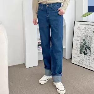 [하프클럽/]남성 세미 와이드 롤업 청바지 DM-JEA-QJMM2063M