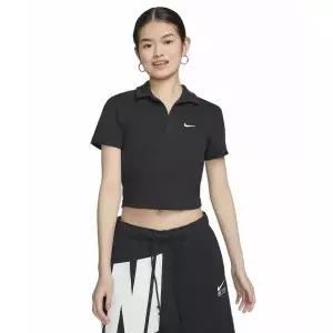 나이키 NIKE 스포츠웨어 에센셜 반소매 폴로 탑 W - 블랙:화이트 DV7885-010