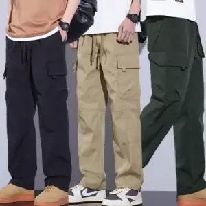 남성기모일자바지 남성 겨울 기모안감 포켓포인트 편한 밴딩 카고팬츠