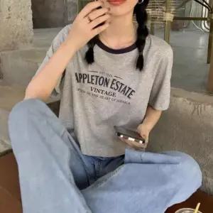 여름 여자 면티 티셔츠 레터링 세미크롭 루즈핏 반팔