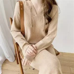 소프트 롱 후드 브이넥 니트티 편한착용감 데일리룩