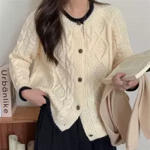 버튼 꽈배기 라운드 가디건 3color SL-1004863