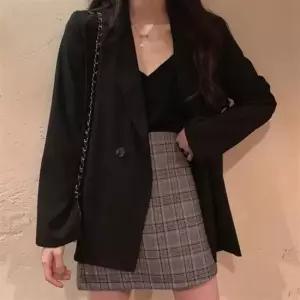 여자 오버핏 카라 자켓 블랙 봄코디 가을 패션 아우터