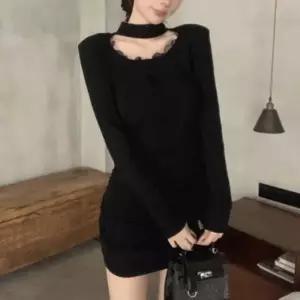 레이스 버튼 셔링 미니원피스 캐주얼룩 데이트룩 페미닌룩 데일리룩