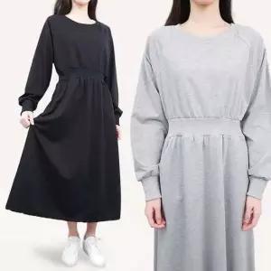 오버핏 간절기 긴팔 플레어 롱원피스 등원룩 맨투맨