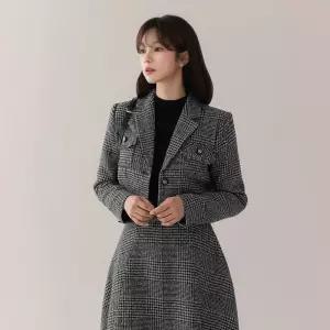 시크라인 (~XXL까지) 로우드 트위드 셋업 자켓 겨울 코디 오피스룩 하객룩 연말룩 모임룩 파티룩 빅사이즈