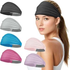 여성용 수킨 와이드 헤드밴드 즉각적인 쿨링 탄력 미끄럼 방지 운동 헬스장 요가 러닝 피트니스를 위한