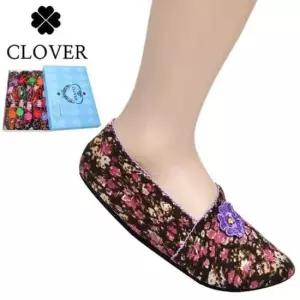 크로바 미끄럼방지 꽃나염 프린트 나염 덧신