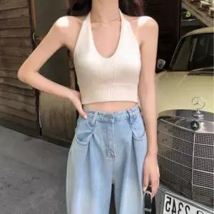 [SBD] 3컬러 여자스판홀터넥 여성크롭홀터넥나시 크롭나시티