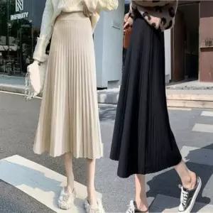 [SBD] 편한 주름 스커트 플리츠 고무줄 치마 롱 밴딩 니트