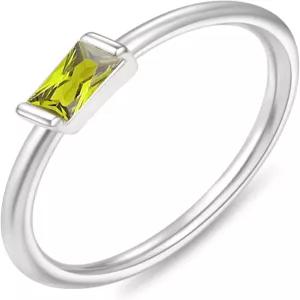 여성용 RLMOON 탄생석 반지 비타니시 골드 스태커블 14K 금/은 도금 바게트 CZ 에메랄드 그린 핑키 생일