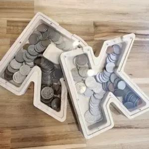 [문구/오피스] 캠핑용 장식 나무 저금통 카페 알파벳 인테리어