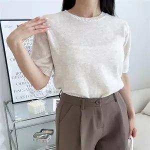 1004 여성캐시미어 라운드 반팔니트