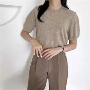여성 캐시미어 데일리 반팔니트