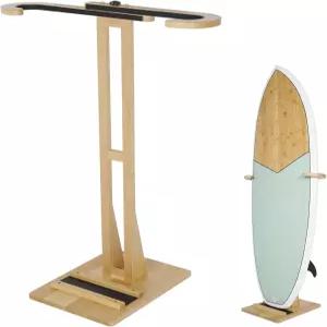 JUSTOP 서핑보드 스탠드 랙 바닥에 서 있는 디자인의 튼튼한 쇼트보드 및 롱보드 정리함 비치 우드 1PCS