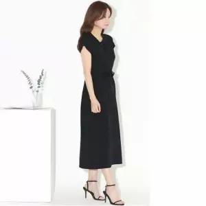 니트 여자 카라 반팔 여름 허리끈 원피스 롱원피스