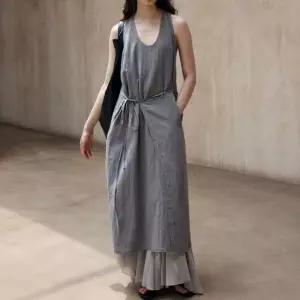 커스텀클로즈 홀터넥 스트랩원피스 그레이그린 백리스