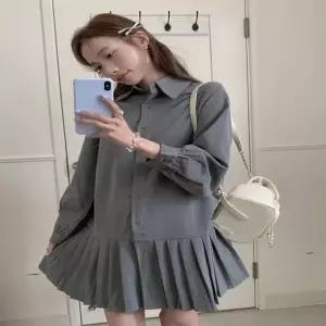여성 플리츠 스커트 셔츠원피스 데이트룩 미니원피스