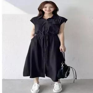 Z2946 KQQ 포켓 페미닌 민소매 카라롱원피스