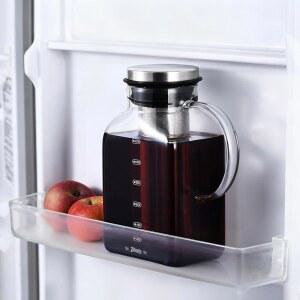 [미국배송] 빈쿠 콜드 브루 커피 메이커 40온스 저산성 부드러운 맛을 위한 600메시 미세 필터가 장착된 스 & 티 브루어 사각 유리 피처 냉장고 문 식기세척기 안전 카라페