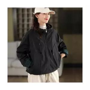 캐주얼 가을 여사친 면 아우터 쭈리 러블리 긴팔 고밀도 이중지 후드 체크 카디건 가디건 다올3