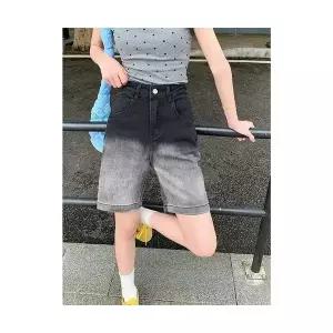 여성 러블리 청반바지 빅사이즈 하이웨스트 청 반바지 여름 루즈핏 슬림핏 일자핏 캐주얼 세미 팬츠 와이드